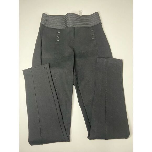Zara Basic womens pull on high waist black skinny pants button accent Size S - Picture 1 of 11